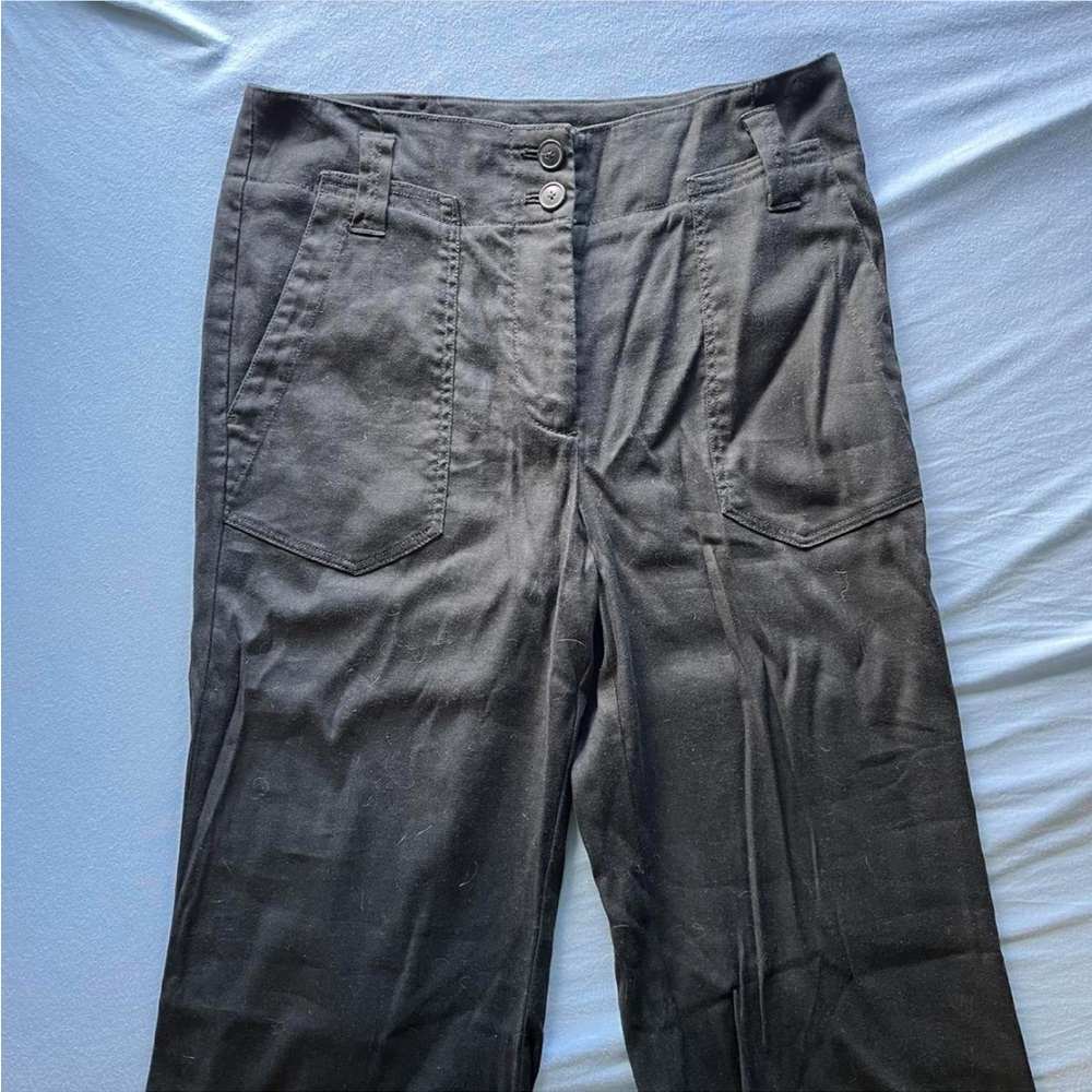 Black High Waisted Wide Leg Linen Trousers